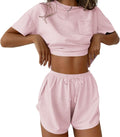 Women Pajama Set Side Split Short Lounge Set