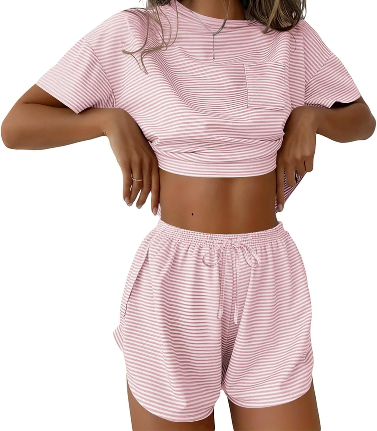 Women Pajama Set Side Split Short Lounge Set