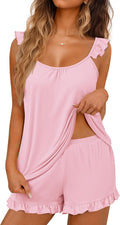 Women 2-Piece Lightweight Ruffle Cami and Shorts Pajama Set