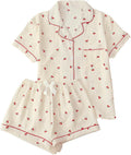 Women 2-Piece Summer Pajama Set Button Shirt and Shorts