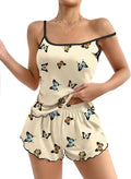 Women 2-Piece Print Cami and Elastic Waist Shorts Set