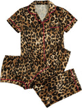Women's Three Piece Animal Print Pajama Set with Shorts and Long Pants