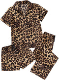 Women's Three Piece Printed Button Down Pajama Set with Shorts and Pants