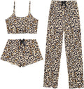 Women's Three Piece Cami Pajama Set with Shorts and Long Pants